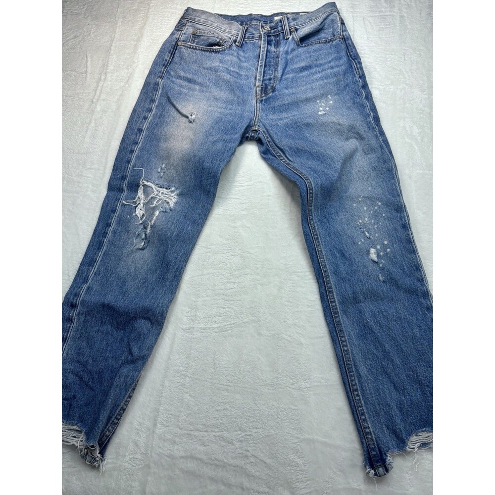 Noend Denim Women's Size 28 Slim Straight High Rise Button Fly Jeans 100% Cotton